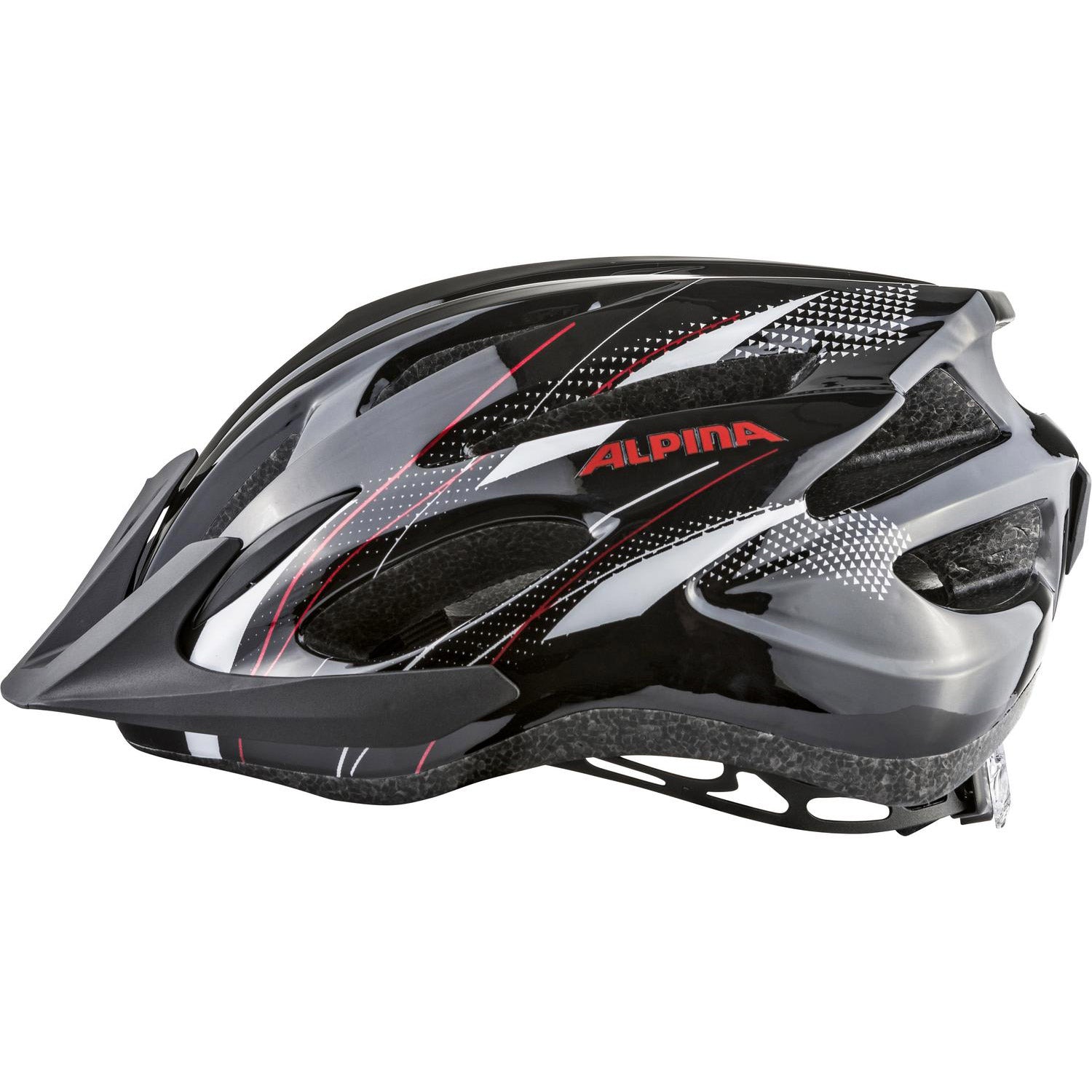 Olympische sportkleding alpina sports mtb helm mtb17 54-58 glans zwart wit rood