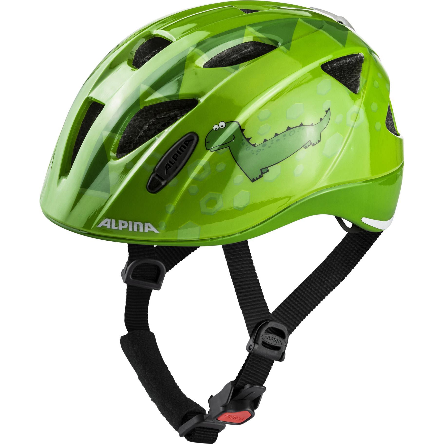 Olympische sportkleding alpina sports kinderhelm ximo flash green dino 49-54 glans