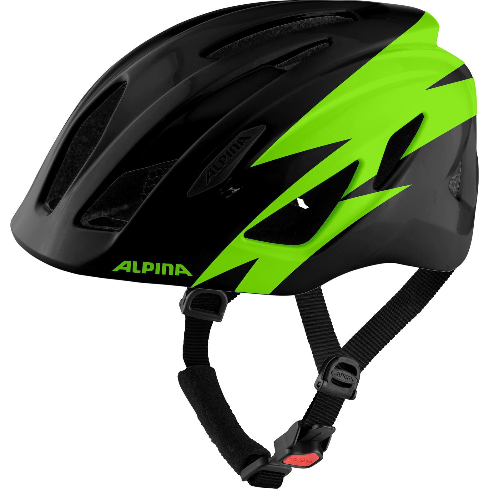 Olympische sportkleding alpina sports kinderhelm pico 50-55 glans zwart groen