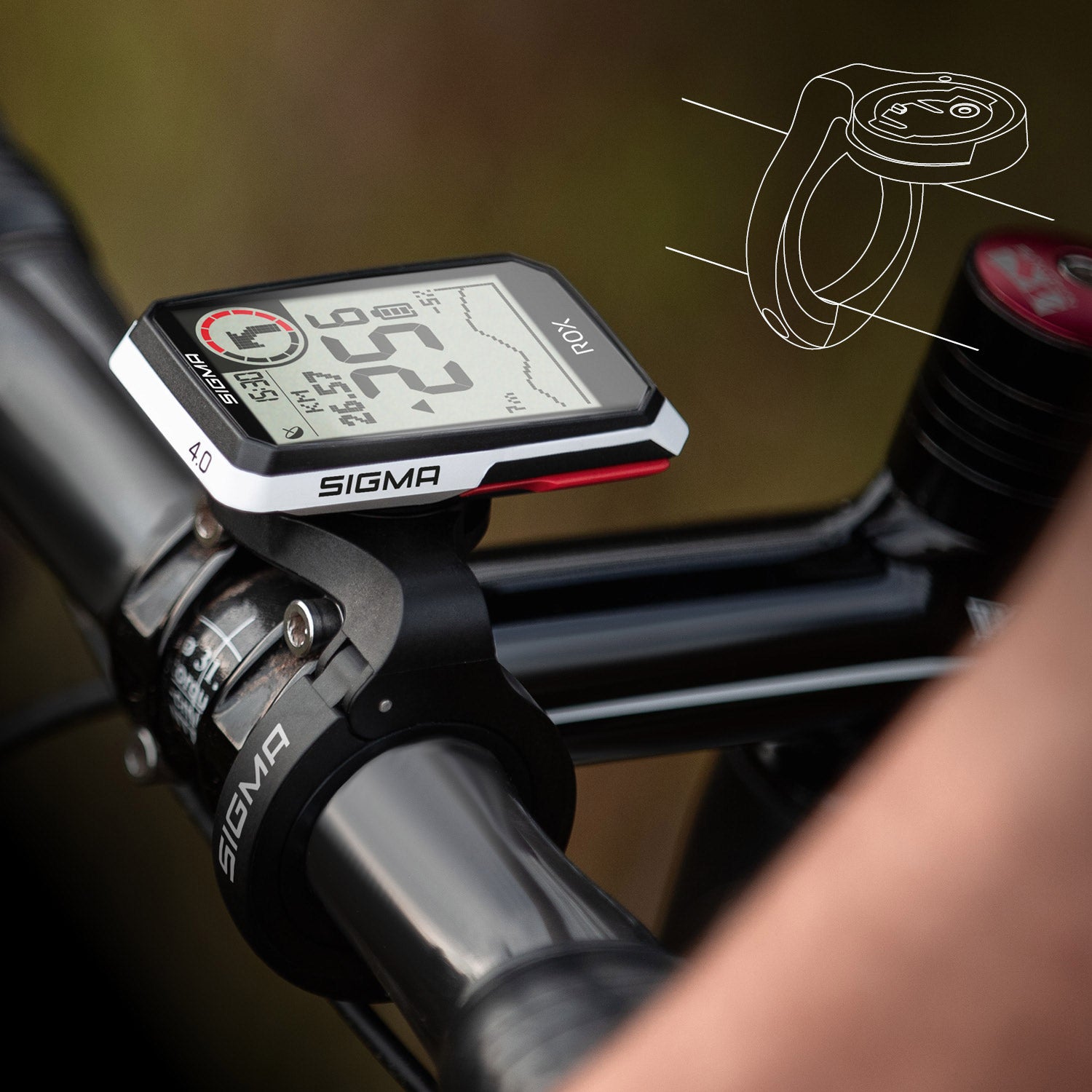 Sigma ROX 4.0 GPS White HR CAD topmount Butler, Chestb, USB-C