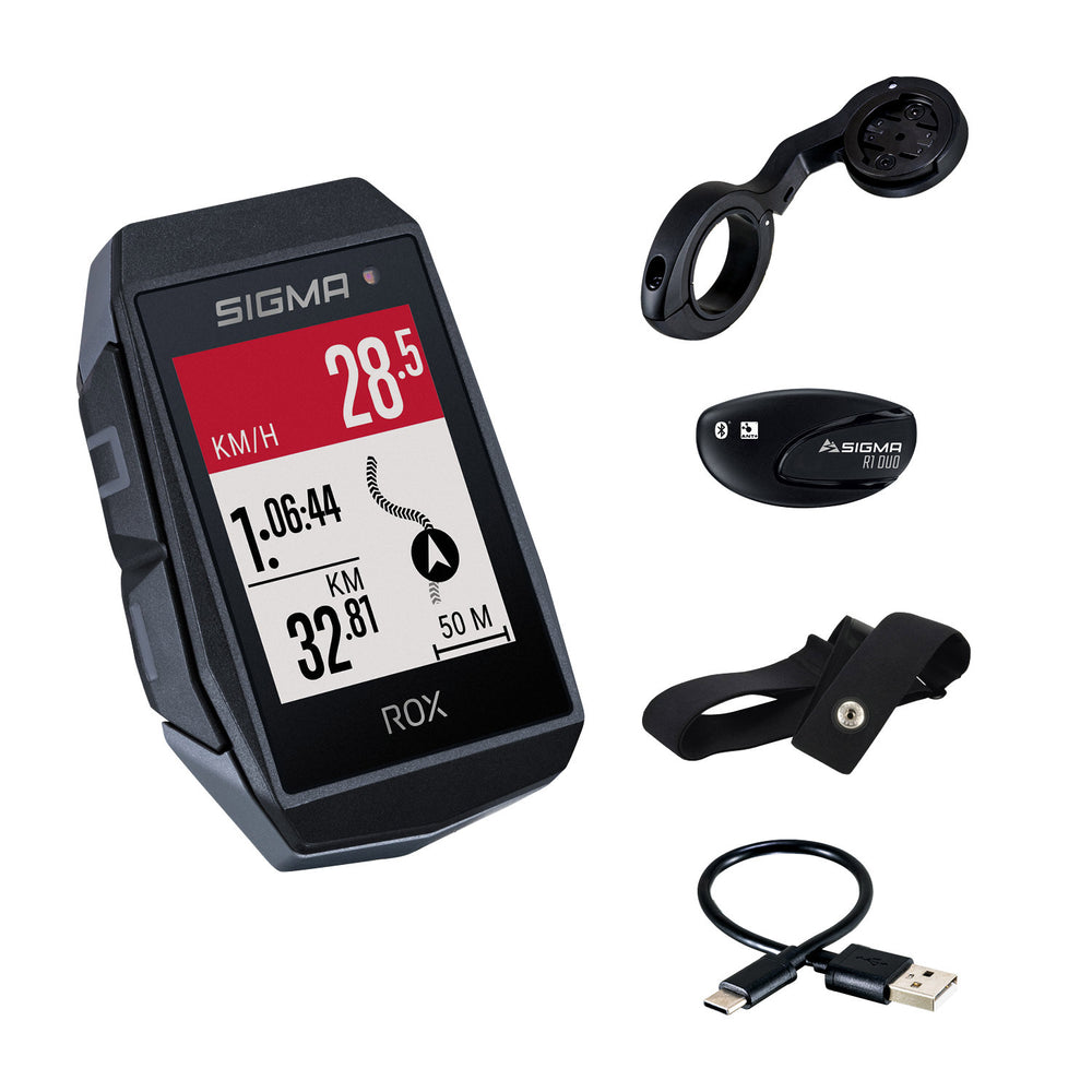 Sigma ROX 11.1 EVO GPS Black HR majordome, sangle de poitrine, USB-C