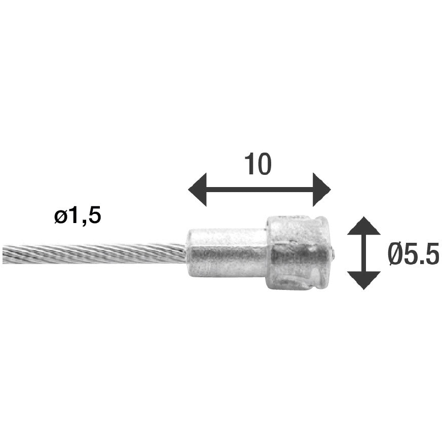 Elvedes rem binnenkabel 2000mm RVS glad ø1,5mm v-nippel