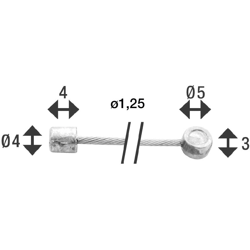 Elvedes schakel binnenkabel 2250mm RVS ø1,25mm n t-nippel