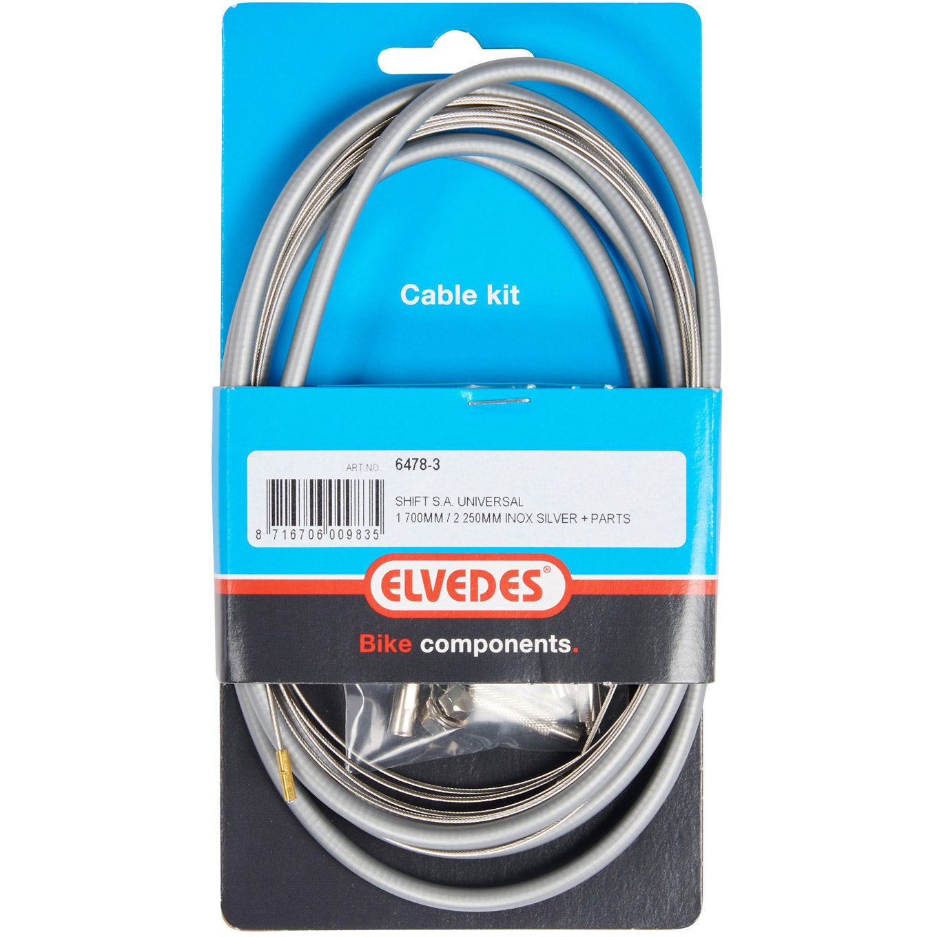 Gear Cable Set Elvedes 1700 2250 mm Universal Sturmey Archer Stainless Steel - Silver (on card)