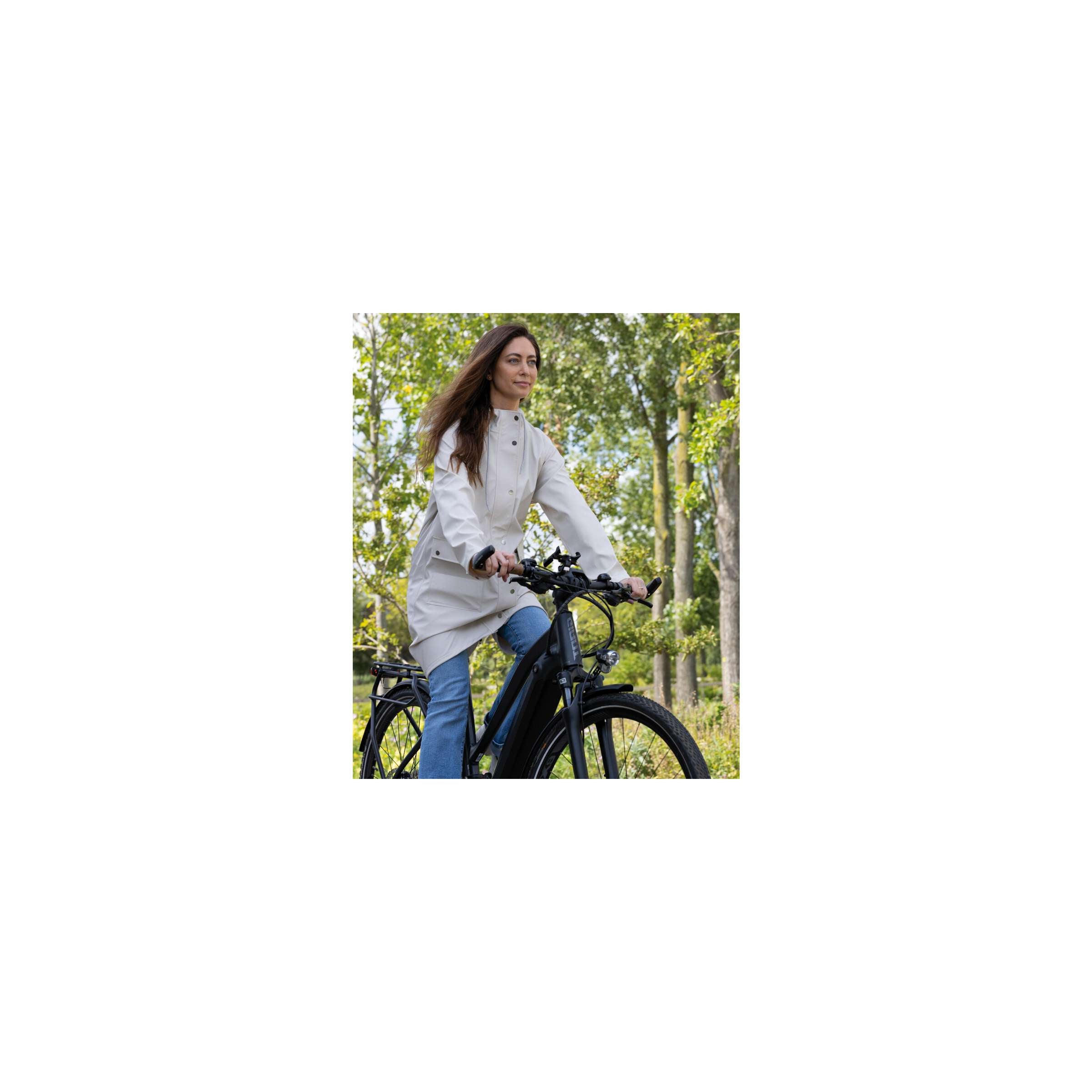 Mirage regenjas regen trenchcoat - maat m - gemaakt van polyester soft touch - gebroken wit