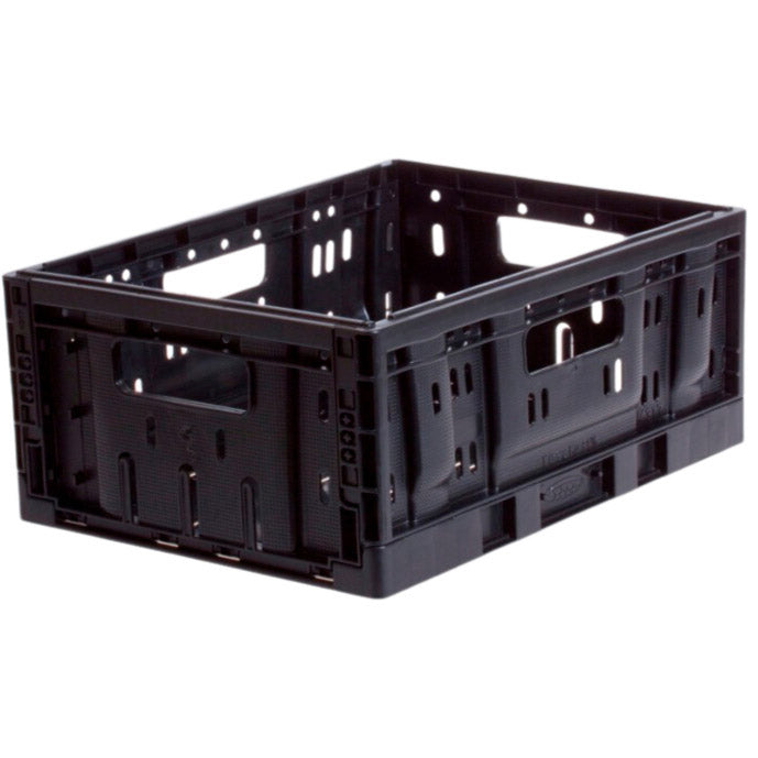Plastic folding crate small 20 liter foldable black