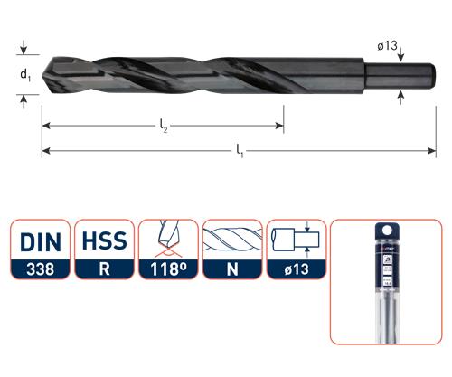 Rotec spiraalboor din338 hss-r 14.0mm afgedraaid