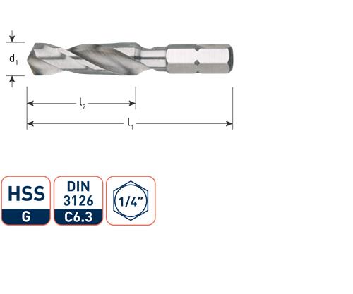 Rotec spiraalboor hss 5.5mm 1 4 bit opname