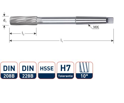 Rotec machineruimer mc h7 10mm spir.