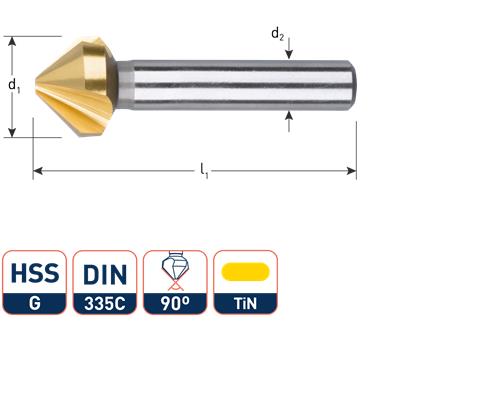 Rotec verzinkfrees 60gr. 3-snijder 16.0mm