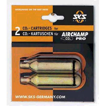 Cartouches CO2 SKS 16 grammes sans filetage, adaptées pour Airchamp. par 2 pièces (emballage suspendu)