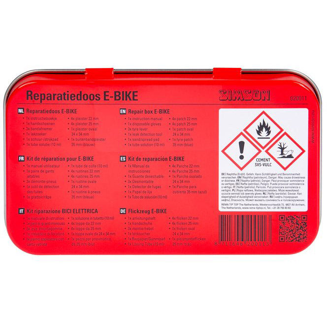 reparatiedoos E-bike aluminium rood wit 14-delig