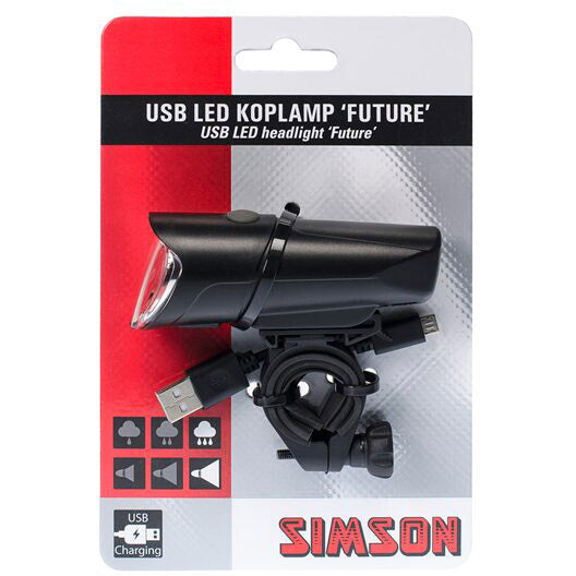 koplamp Future USB led oplaadbaar zwart
