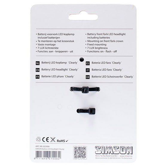 Simson Phare Amaze 1 LED 25 Lux avec Piles