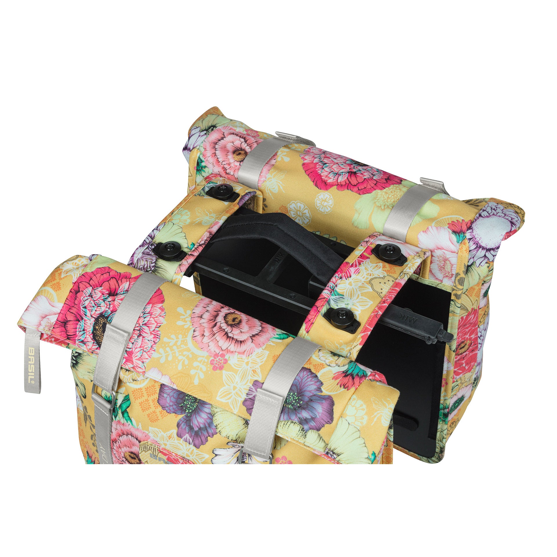 Basil Bloom Field dubbele fietstas, waterdicht, honinggeel, 35L