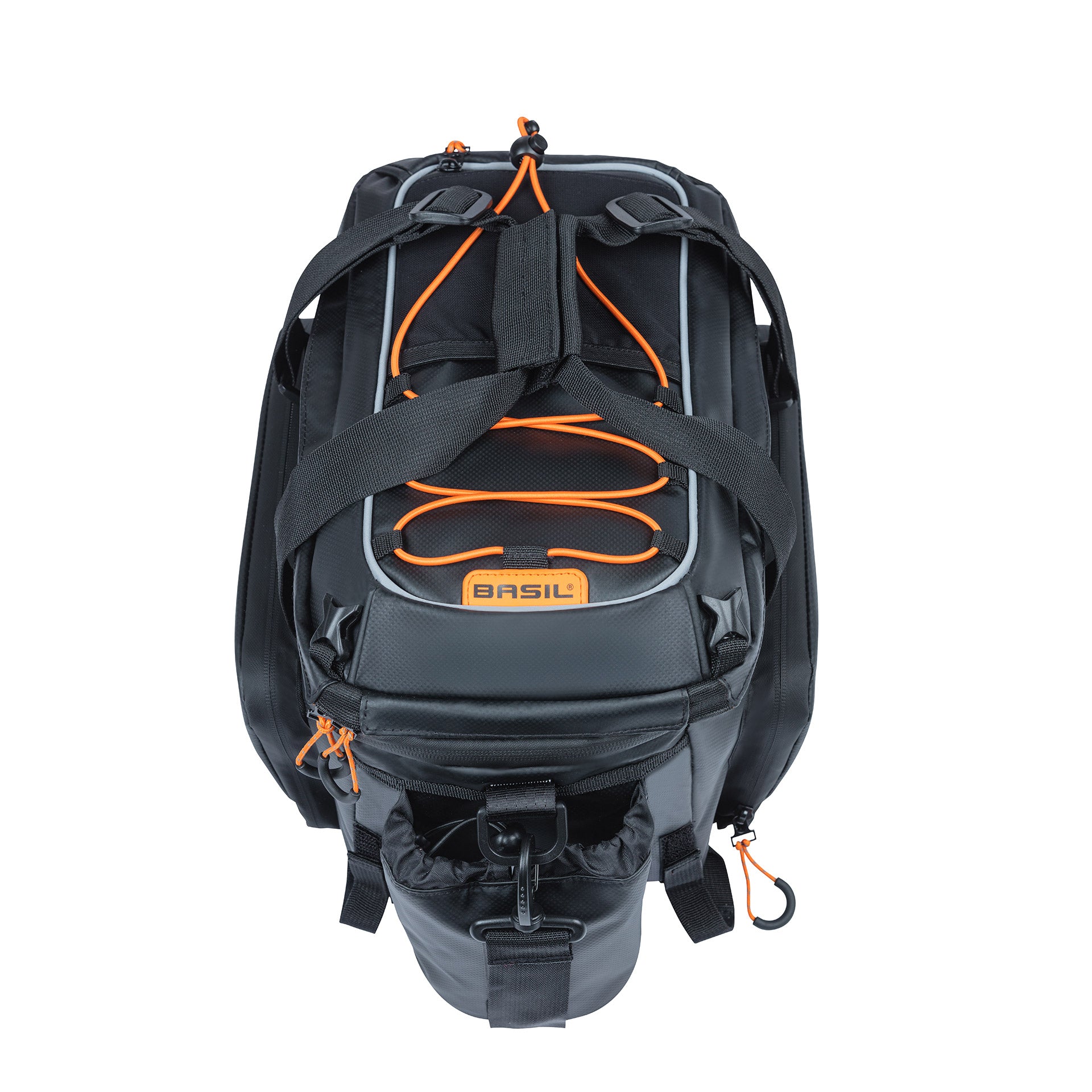 Basil Miles XL Pro bagagedragertas, zwart oranje, waterdicht, 9-36L, geschikt voor elektrische fietsen