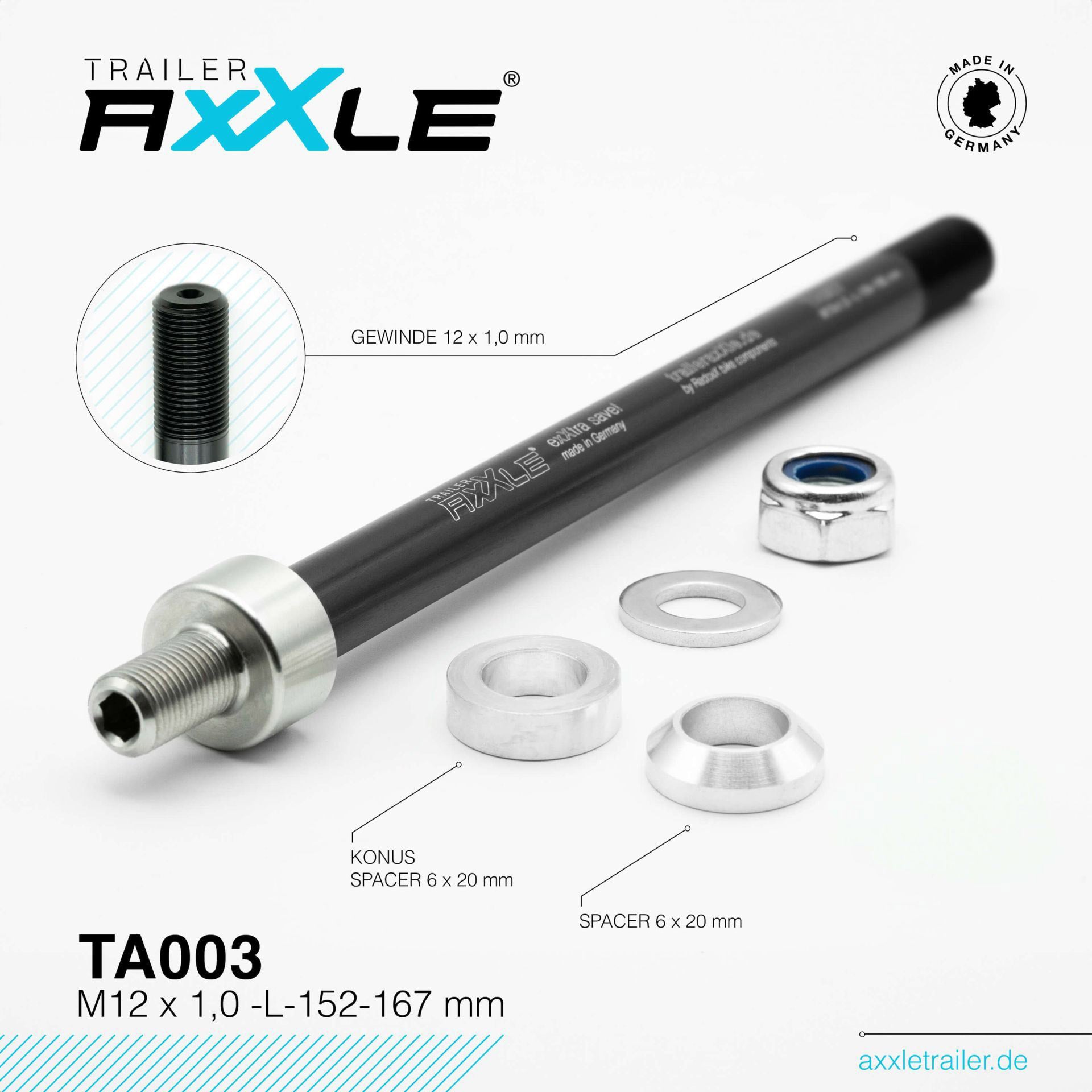 Bobike radoxx steekas voor aanhanger m12x1,00 152-167mm