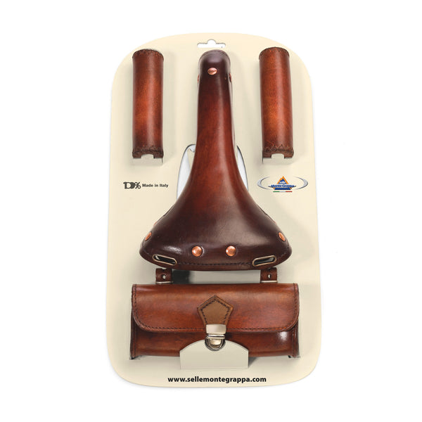 Monte Grappa Charleston Sporting 3-piece leather set, dark brown