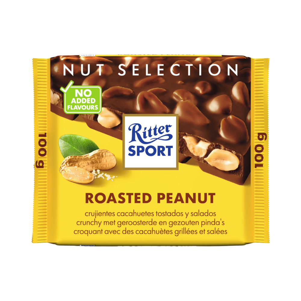 Ritter sport melk chocolade met geroosterde licht gezouten pinda's 100 gr