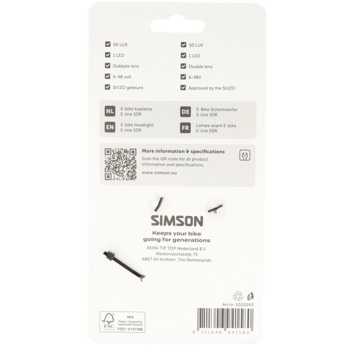 Simson koplamp aurora e-line 50r