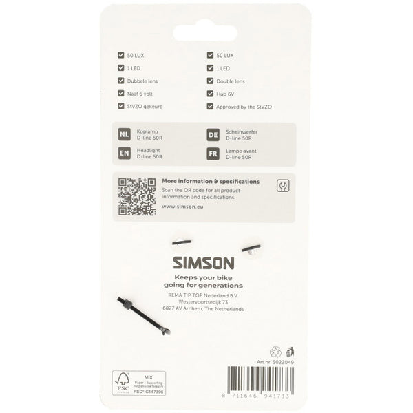 Simson koplamp aurora d-line 50r - dynamo