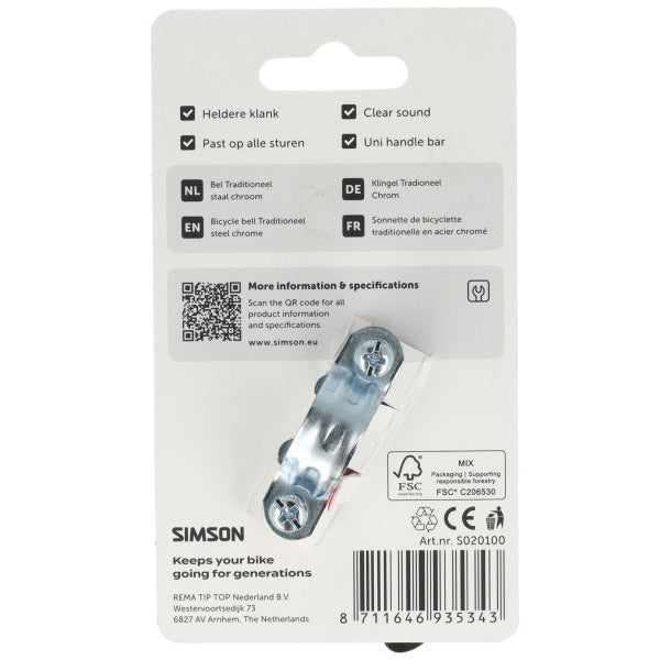 Simson bel traditioneel chroom staal