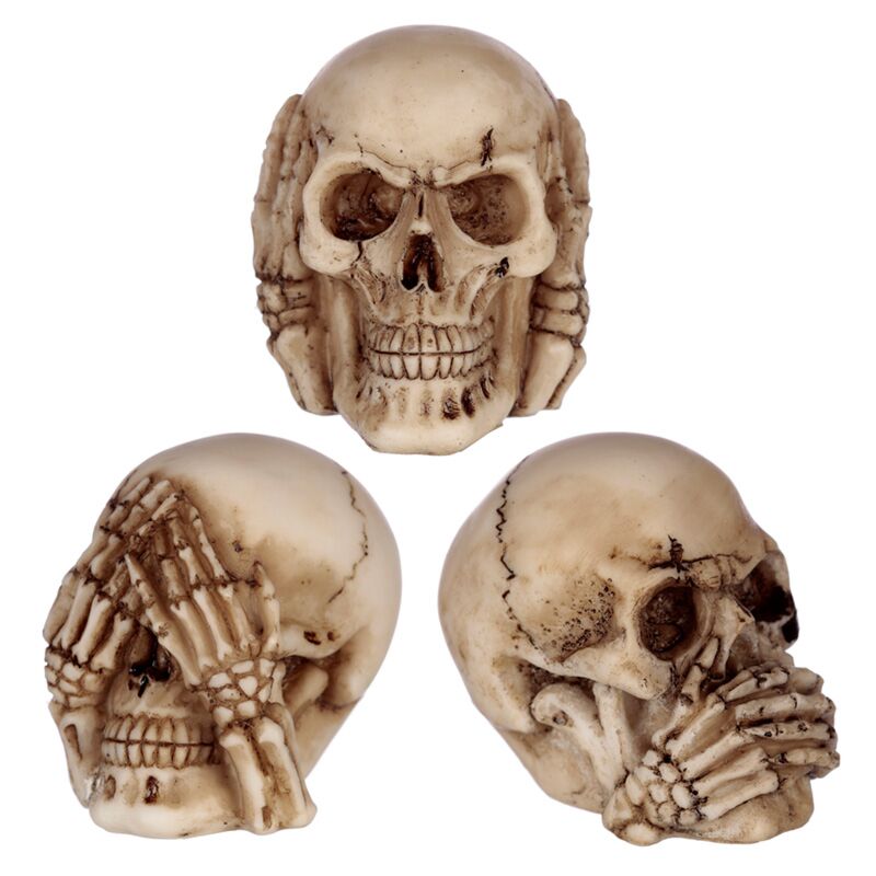 Set van 3 horen zien zwijgen schedels klein woonaccessoire