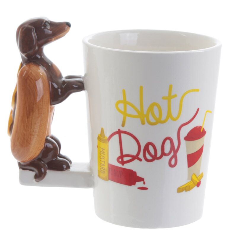 Worstenhond hotdog - gevormd handvat keramiek mok