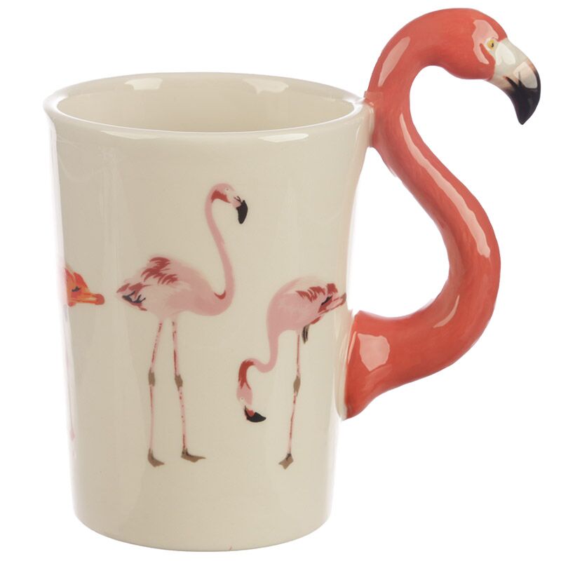 Flamingo roze - gevormd handvat keramiek mok