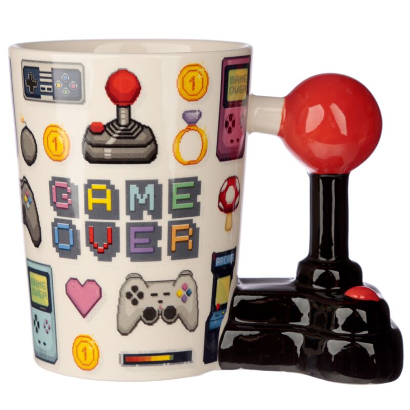 Game over joystick pixel - gevormd handvat keramiek mok