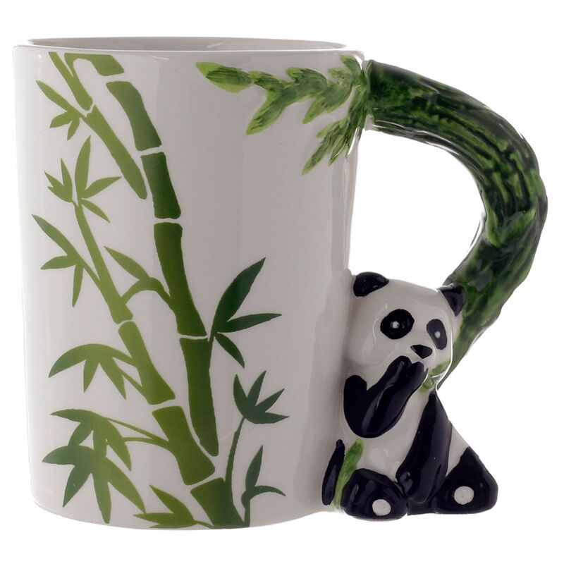 Panda bamboe - gevormd handvat keramiek mok