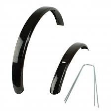 Hh stel spatborden 18 inch zwart + stangen