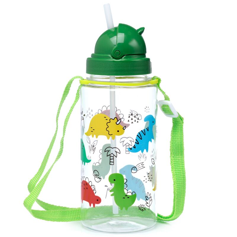 Ecozen kinder waterflesjes 450ml flip rietje dinosauria jr