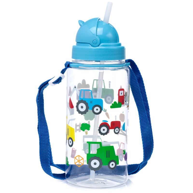 Ecozen kinder waterflesjes 450ml flip-stro kleine tractoren