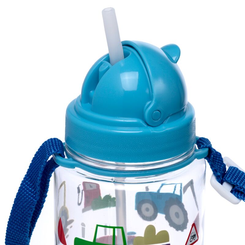 Ecozen kinder waterflesjes 450ml flip-stro kleine tractoren