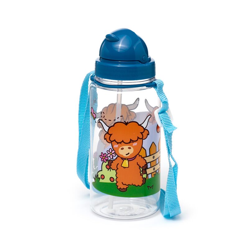Ecozen kinder waterflesjes 450ml flip rietje adoramals highland koe