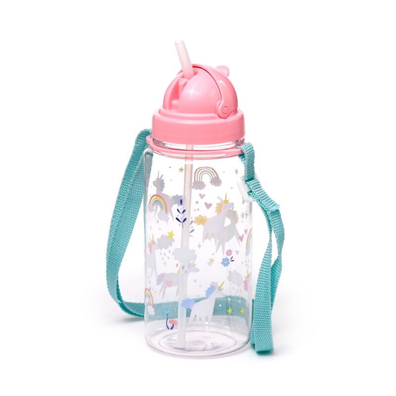 Ecozen kinder waterflesjes 450ml flip rietje eenhoorn magie