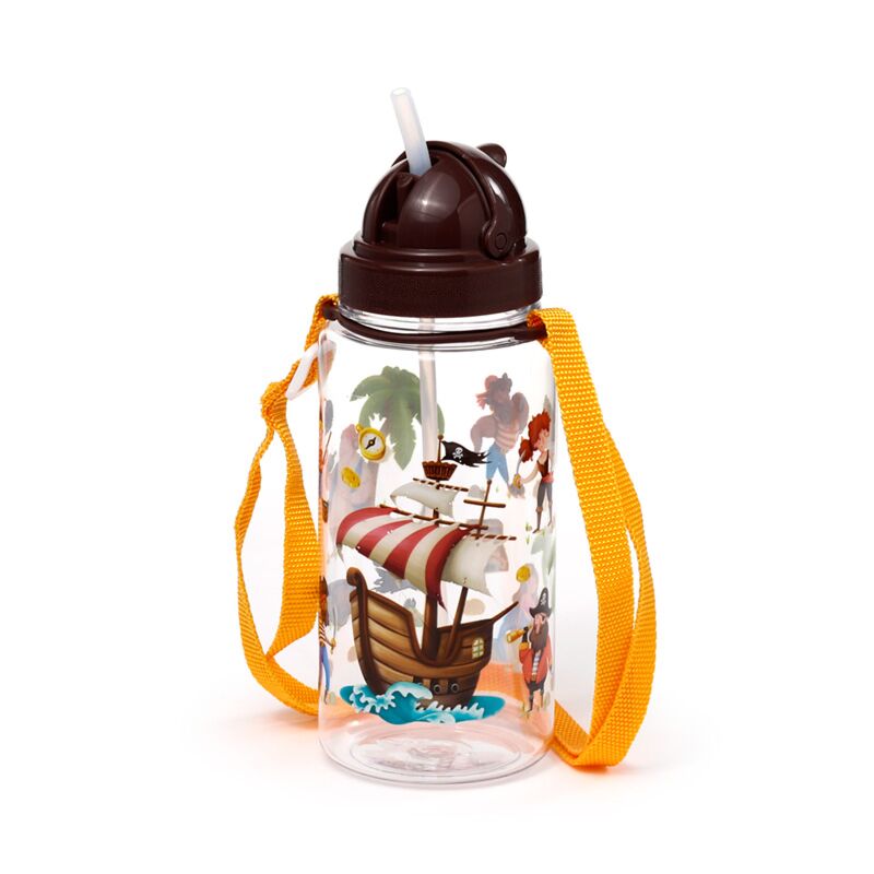 Ecozen kinder waterflesjes 450ml flip rietje jolly rogers piraat