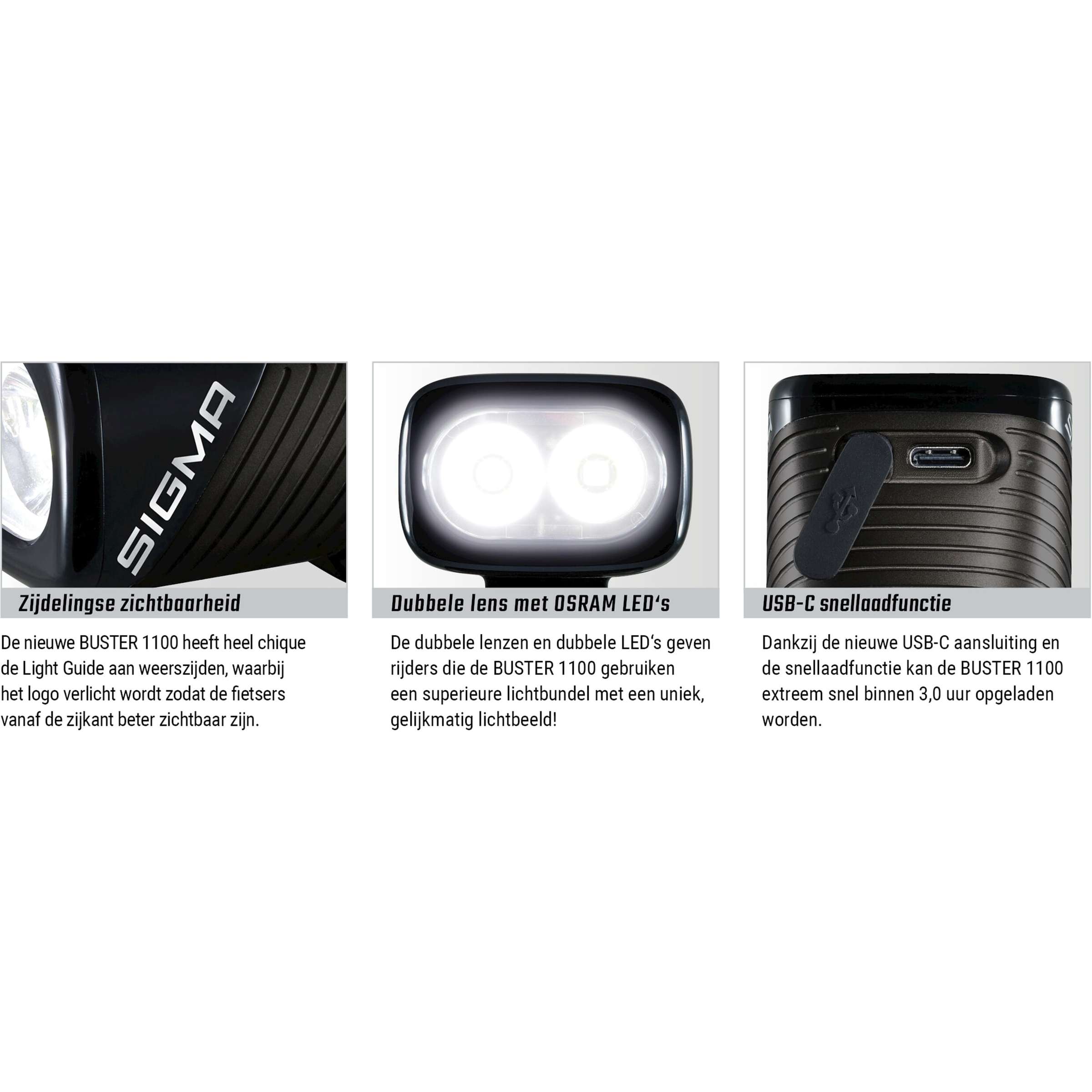 Verlichtingset Sigma Buster 1100 USB + Buster RL 150 Flitser USB