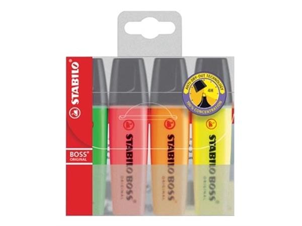 Stabilo boss original markeerstift, etui van (4 stuks)