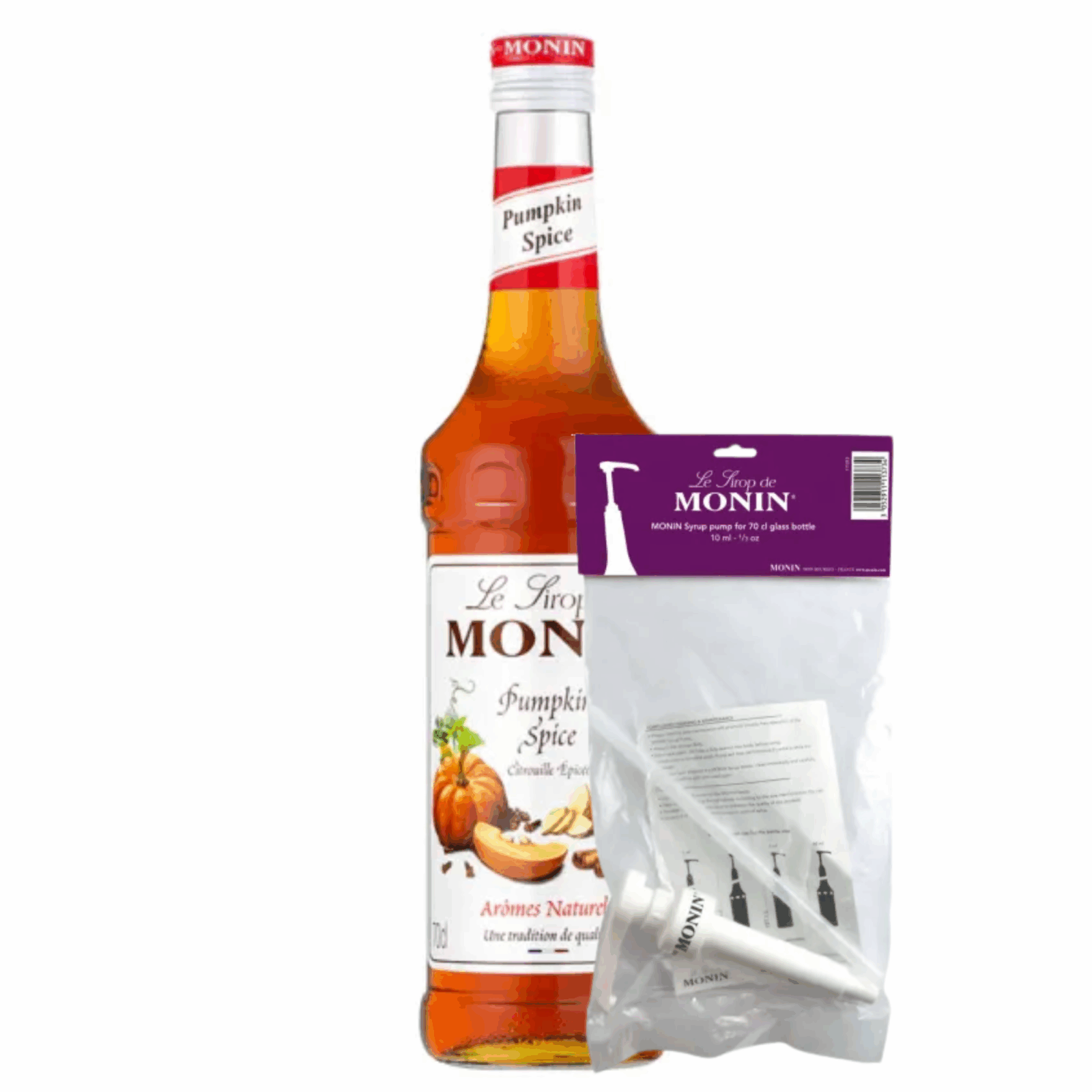 Monin siroop pumpkin spice (70 cl) + siroop pompje (10ml)