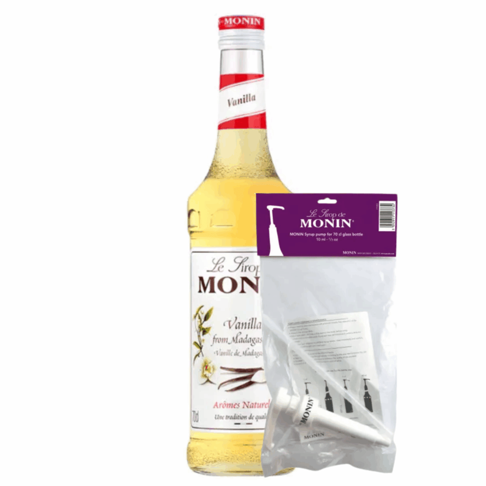 Monin siroop vanille (70 cl) + siroop pompje (10ml)