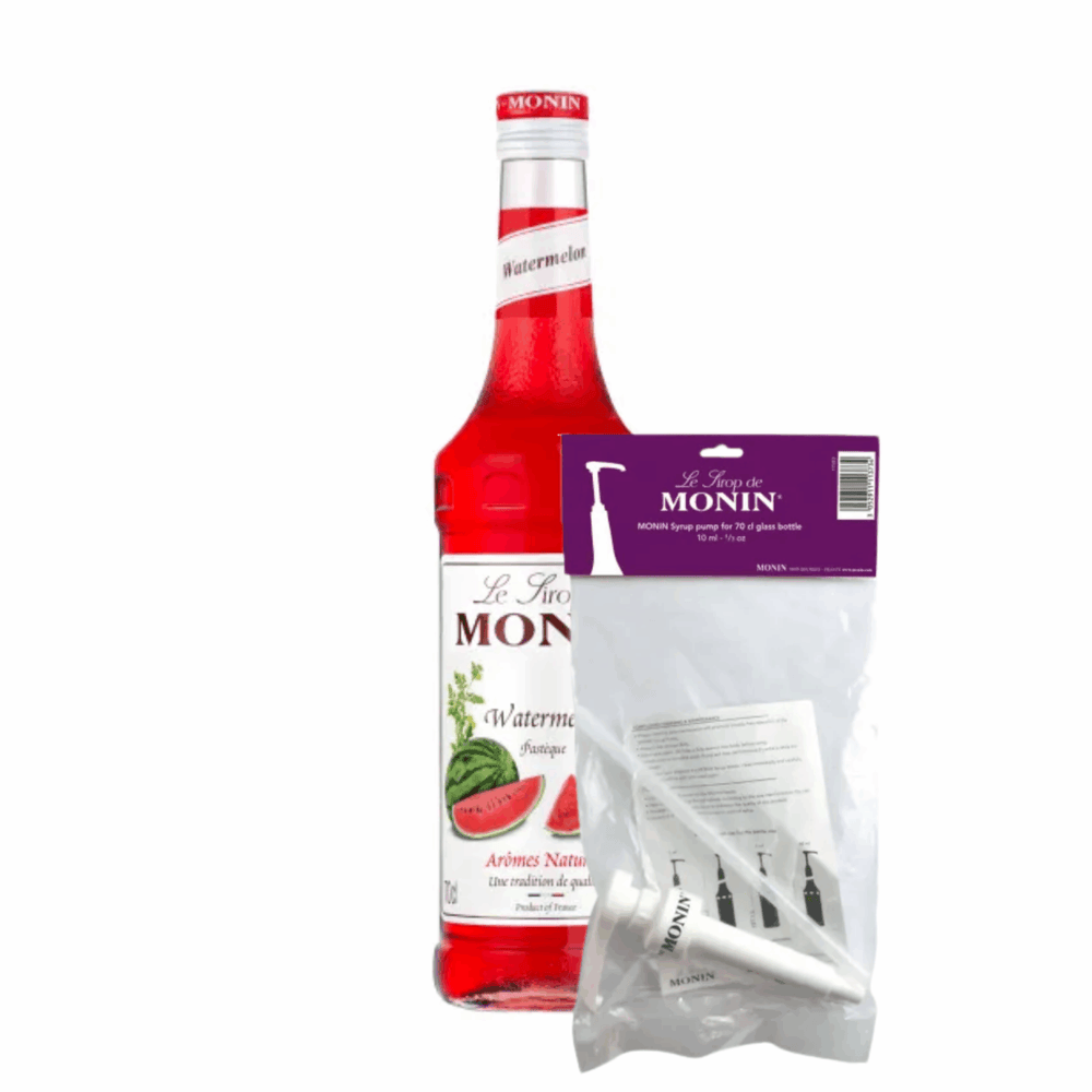 Monin siroop watermeloen (70 cl) + siroop pompje (10ml)