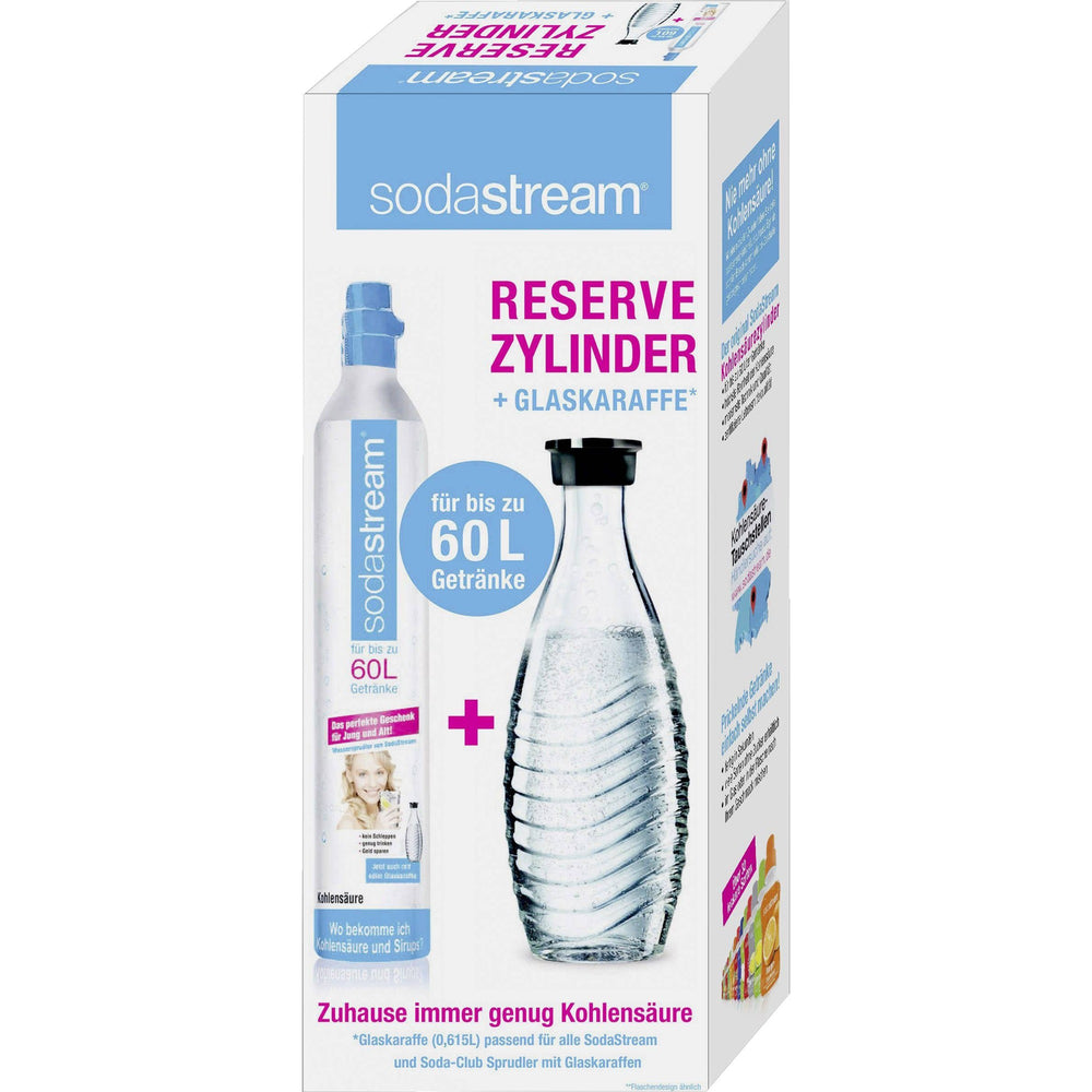 SodaStream Reservecilinder 60 l + 1 Glaskaraf