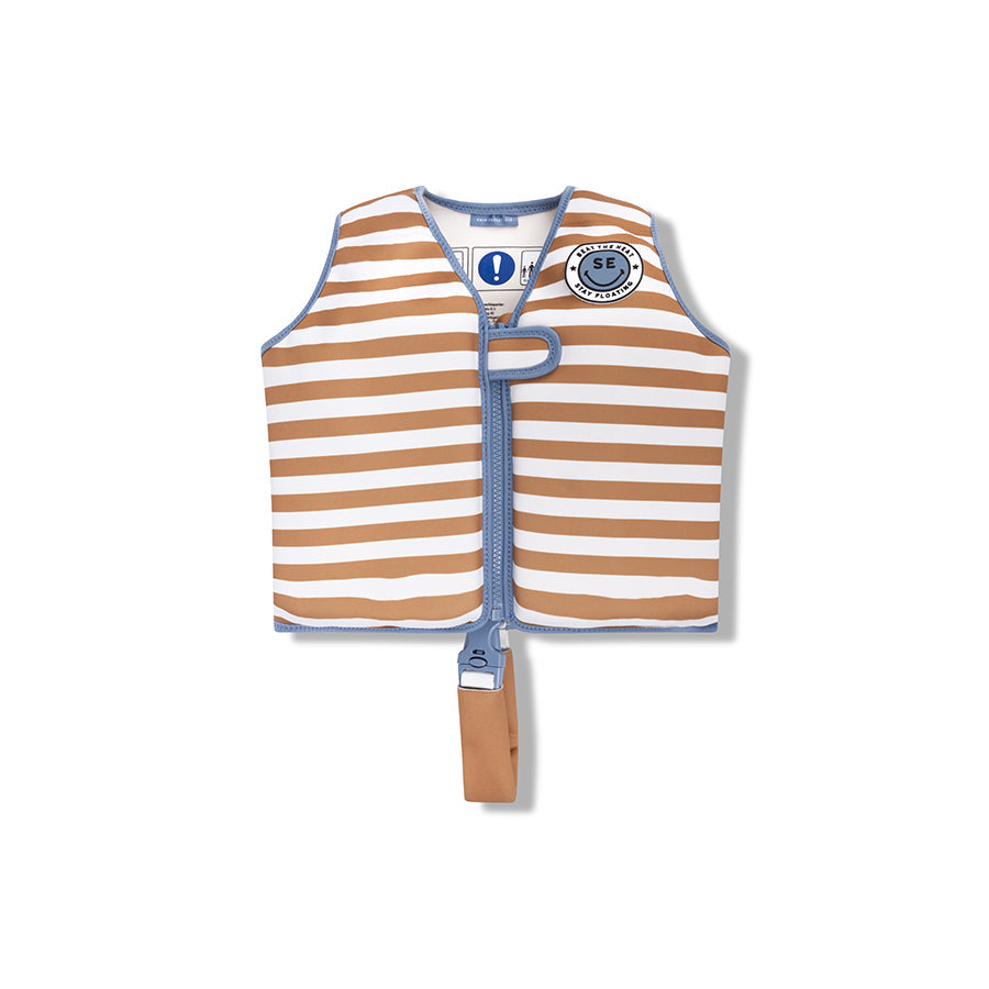 Softlines | bruin wit gestreept zwemvest 3-6 jaar
