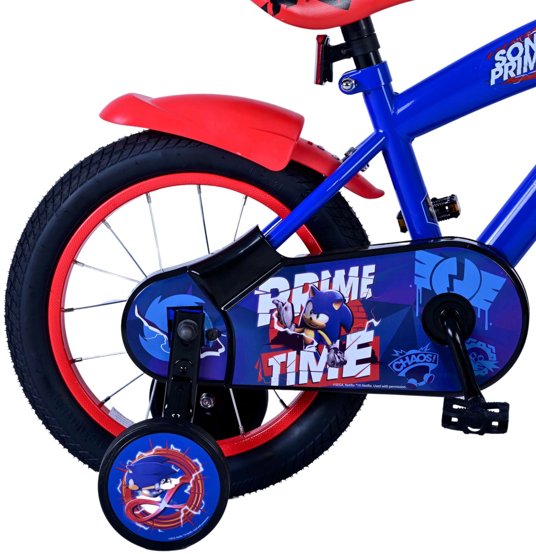 Sonic prime kinderfiets - jongens - 14 inch - blauw rood