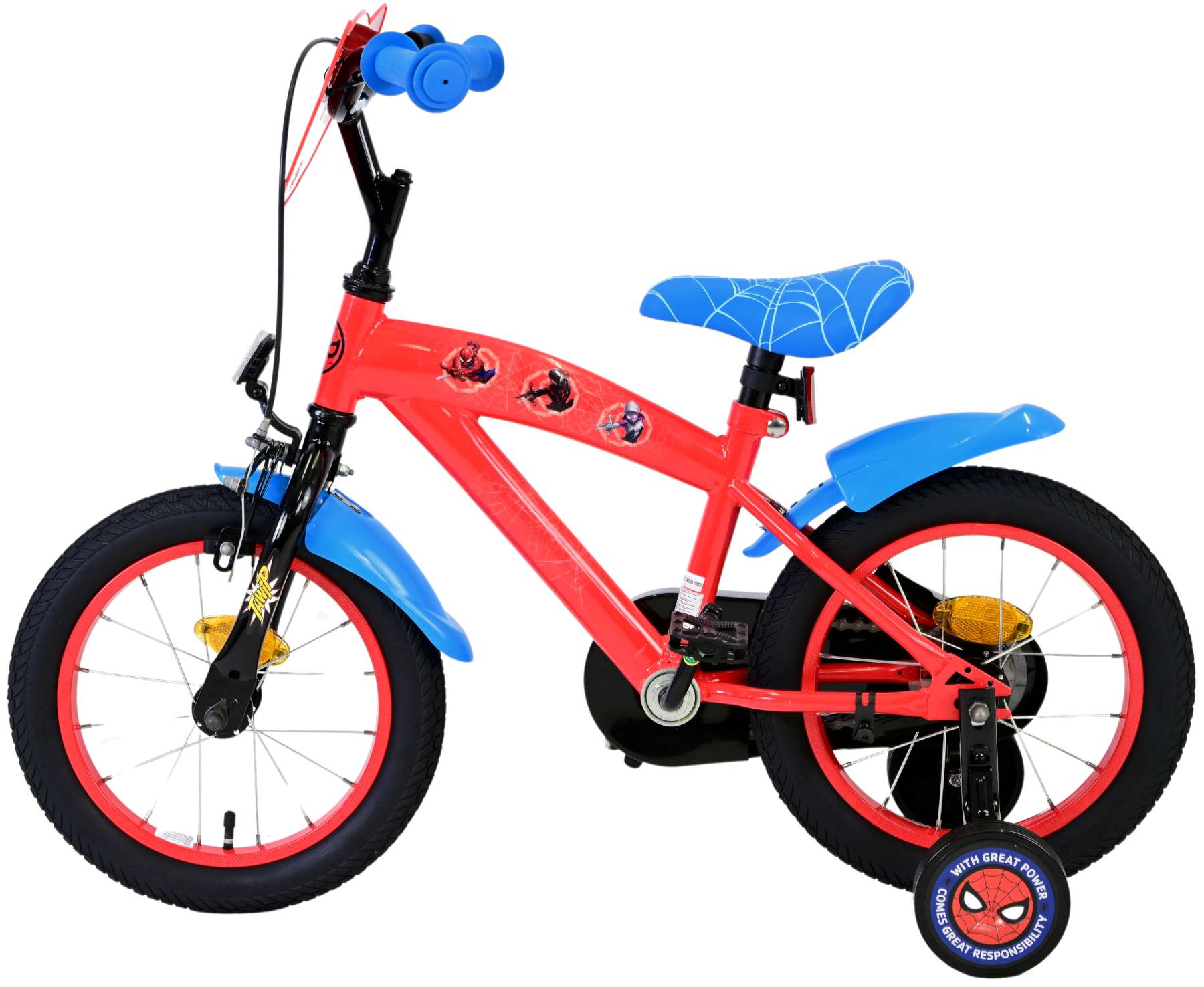 Spiderman wonder spider-man kinderfiets - jongens - 14 inch - rood blauw