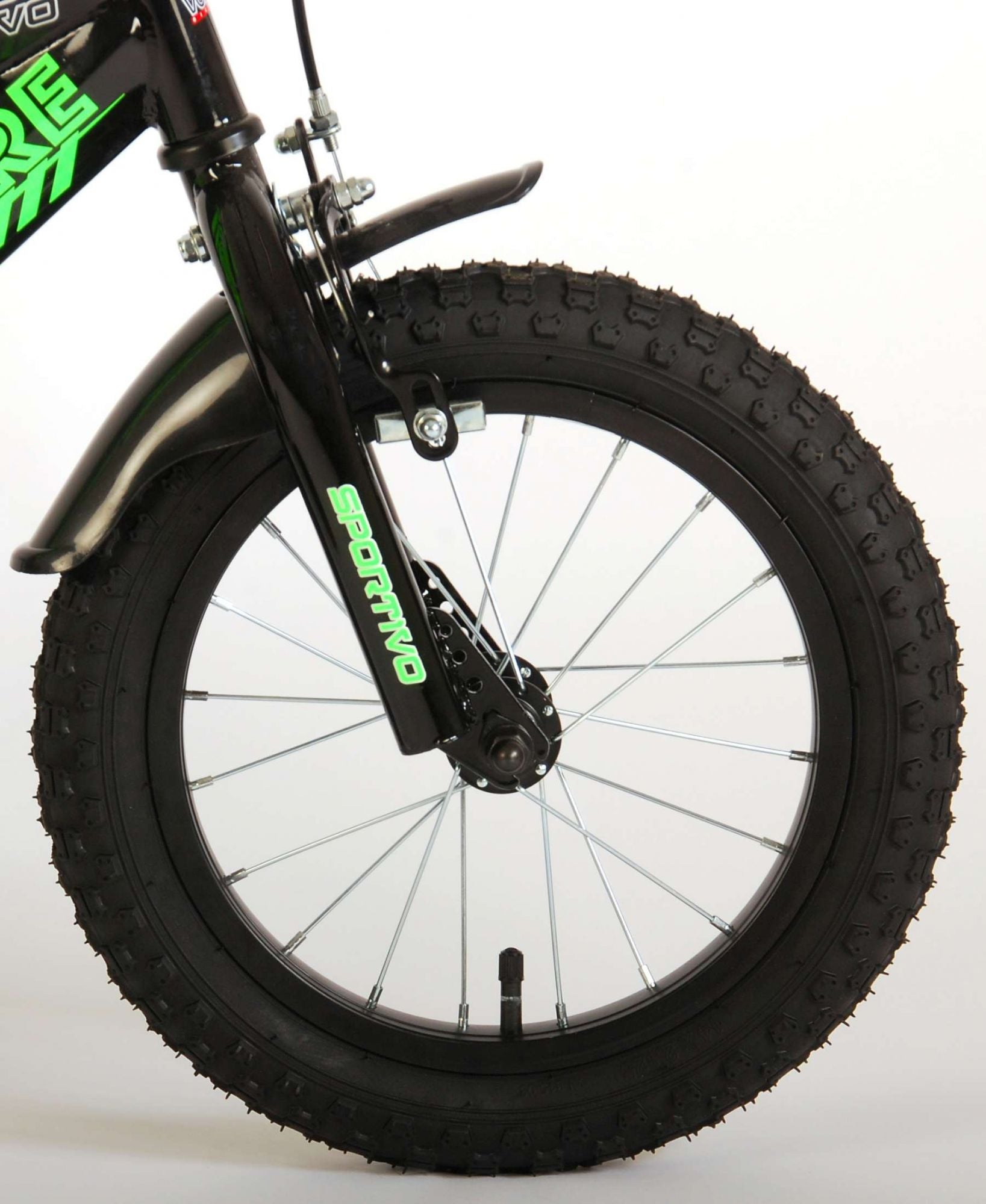Volare Sportivo Kinderfiets - Jongens - 14 inch - Neon Groen Zwart - 95% afgemonteerd