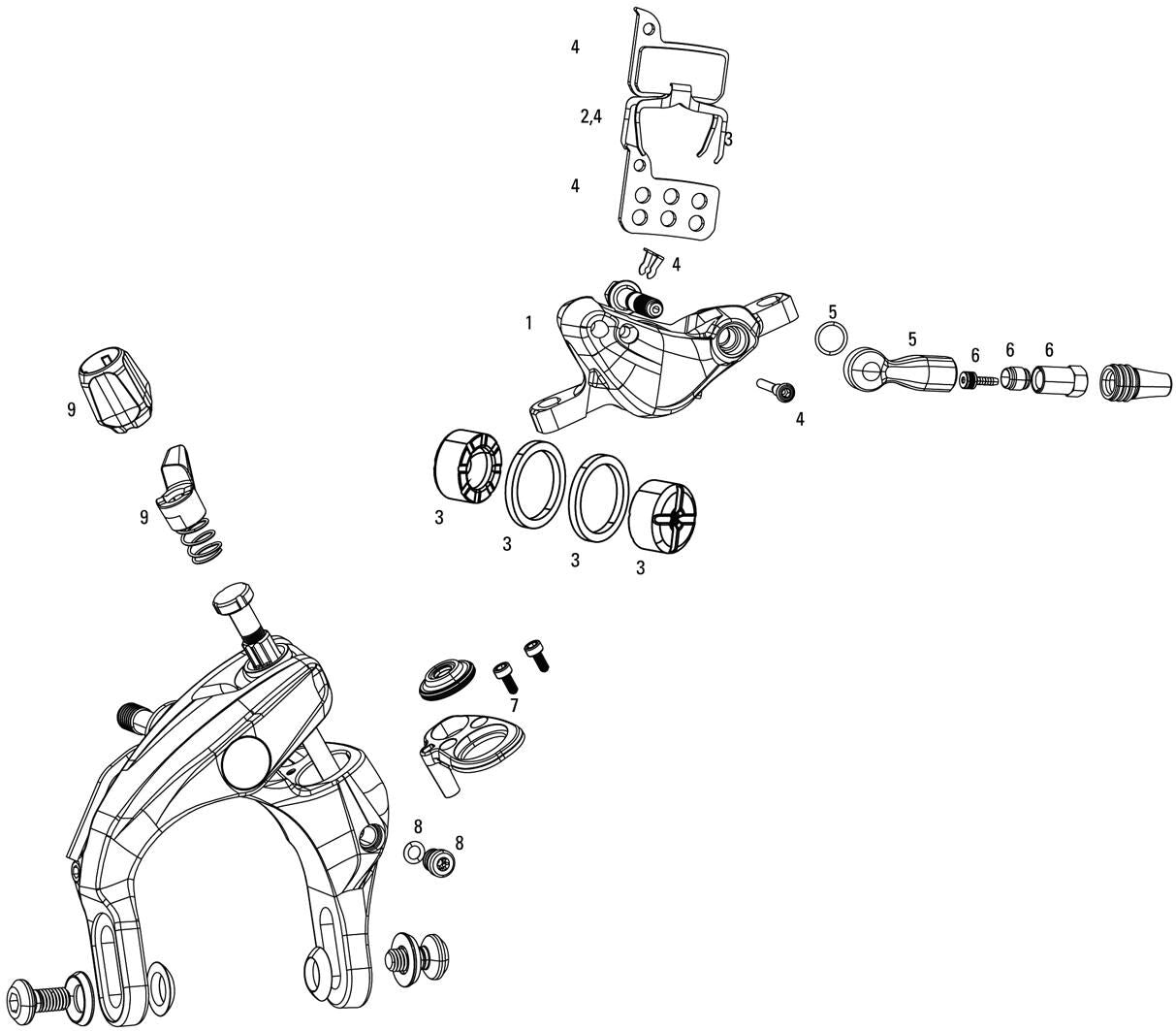 Sram schijfrem force 22 force cx1 br.lever for.22 cx1 hydr. left fr.950mm