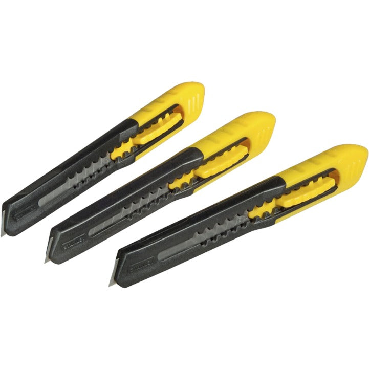 Stanley afbreekmes sm 9mm, 3 stuks mes (geel zwart)